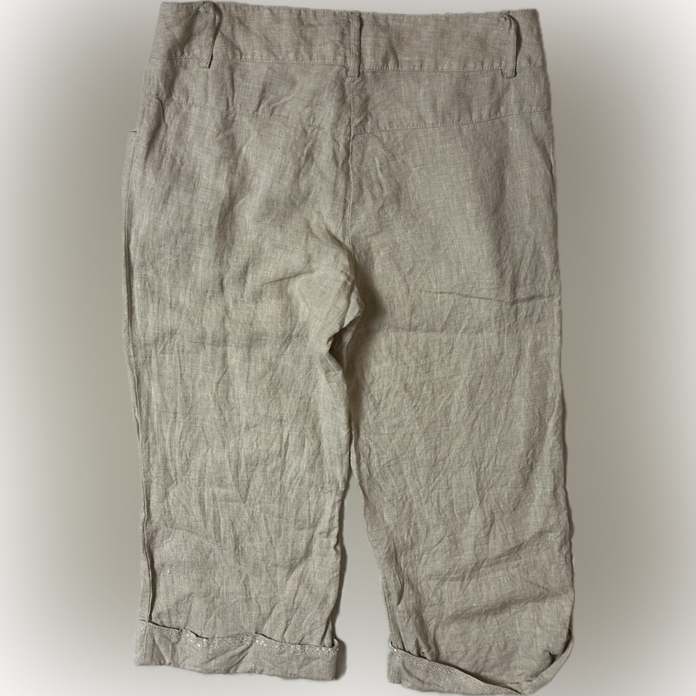 Willie Smith Linen Cuffed Capris. Embroidered on Cuffs. Womens Size 8 - Picture 3 of 6